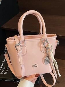 Sac Seau pour Femme en Cuir PU Minimaliste Urbain Texture de Cire à l'Huile Sac à Main Sac Bandoulière Avec Bandoulière Amovible