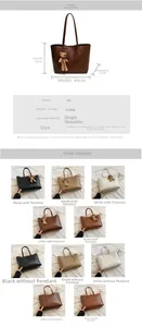 Tabella taglie dettagliata per la borsa tote grande in pelle PU con misure e capacità