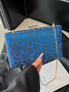 Pochette da Sera Vintage con Stampa Leopardata da Donna Borsa a Tracolla in Pelle PU Rigida con Catena Oro per Feste