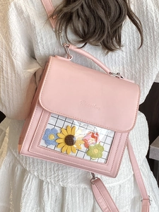 Borsa Ita rosa con finestra trasparente e ricami floreali per outfit casual eleganti