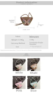 Detaillierte Größenangaben und Farbvarianten der geflochtenen Spitzen Schmetterling Tasche