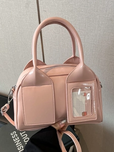 Women Glossy PU Leather Pillow Bag Fashion Shiny Patent Finish Handbag With Transparent Card Slot Daily Versatile Crossbody Bag