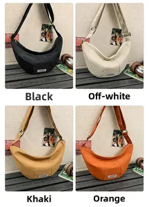 Détails de sacs demi-lune légers en nylon en noir, beige, kaki et orange pour couples