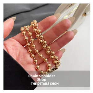 Polished golden ball chain strap detail for women shoulder handbags and purses