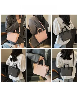 Detail showing pink and black woven leather tote bags with crossbody straps
