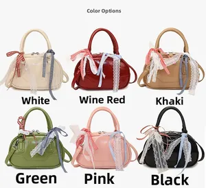 Boston crossbody bags in six colors with stylish plaid ribbons and lace details