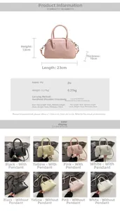 Detailed size specifications and color options for the minimalist PU leather Boston bag