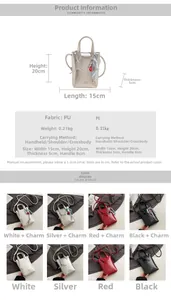 Detailed size and material guide for small PU leather tote bag with braided handle