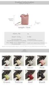Detailed size chart and multi-color matrix of the minimalist PU crossbody phone bag