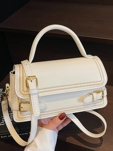 French Retro PU Leather Small Square Crossbody Bag For Women Chic Commuter Handheld Shoulder Bag With Adjustable Strap