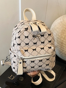 Women Mini Backpack Fashion Bowtie Quilted Small Casual Travel Shoulder Bag Trendy PU Leather Ladies Backpack Handbag
