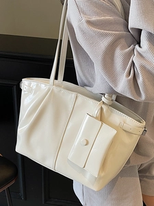 Sac fourre-tout chic en cuir ciré blanc cassé avec petit porte-monnaie pour femmes