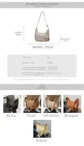 Size guide for crescent moon PU leather crossbody bag featuring 25x20x7cm dimensions