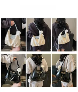 Versatile PU leather tote bag in black and beige showing multiple carrying styles