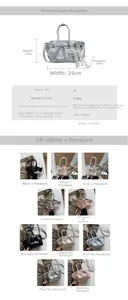 Detailed size specifications and material parameters for the pleated PU bucket bag