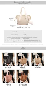 Detailed size specifications and dimensions for this minimalist PU leather bucket bag