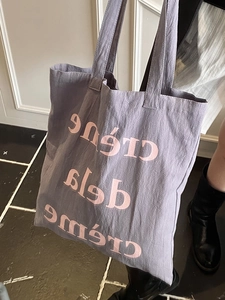 Sac fourre-tout en toile lavande avec imprimé Crème de la crème pour l'été chic
