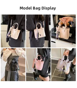 Détails de modèles portant des sacs seaux minimalistes en plusieurs coloris tendance