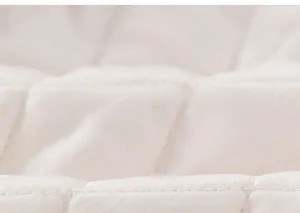 Macro detail of quilted polar fleece lining showing high-quality stitching on winter clothes