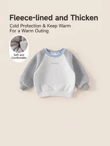 Sudadera para Niñas con Manga Ranglán en Contraste Forro Polar Casual Estampado de Letras Jersey Cuello Redondo Invierno