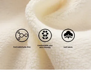 Detail of soft cream fleece fabric showing thick texture and skin-friendly quality