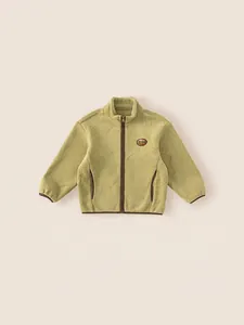Giacca in Pile Polare per Ragazzi e Ragazze Collo in Piedi Caldo Cappotto con Cerniera Stampa Topografica Distintivo Abbigliamento Invernale per Bambini