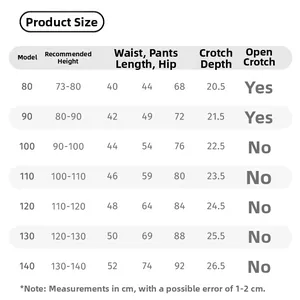 Tableau des tailles pour joggers en denim doublés de polaire avec mesures en cm