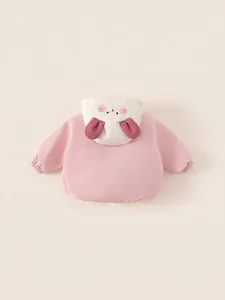 Pink hooded jacket for girls featuring cute bunny ears and soft fleece lining for winter warmth