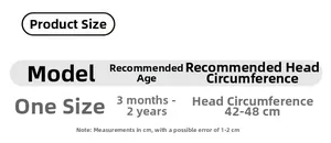 Size chart for toddler knit hat suitable for ages 3 months to 2 years with 42-48cm head size
