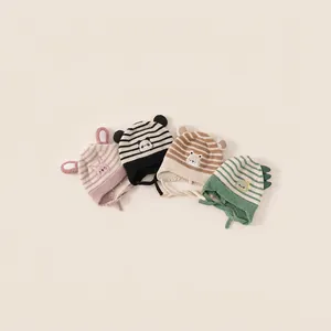 Cozy animal-themed knit hats with ear flaps for toddlers featuring cute 3D ears design