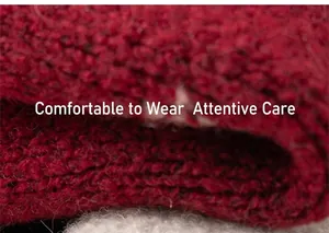 Detailed view of red knitted sweater with soft white fleece lining for children