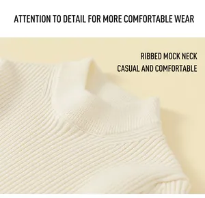 Close-up of the high-quality ribbed neckline on a girls' knitted winter sweater