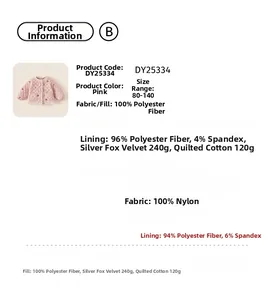Veste matelassée rose pour fille avec dentelle et détails de matériaux taille 80-140
