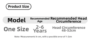 Size chart for children's beret hats showing head circumference 48-52cm for ages 2-6