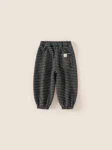 Pantalon de jogging classique à rayures grises pour enfants avec doublure en polaire