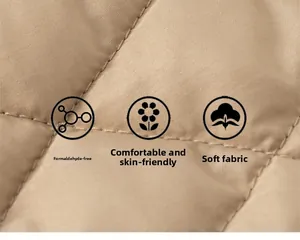 Detailed shot of skin-friendly quilted fabric with soft texture and safety labels