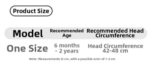 Size chart for knit earflap hat for toddlers aged 6 months to 2 years with 42-48cm head size