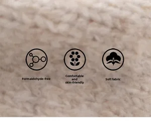 Close-up of soft beige knit fabric showing skin-friendly texture and quality detail