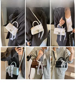 Collage of chic PU leather square bags showing crossbody and handbag styles on models