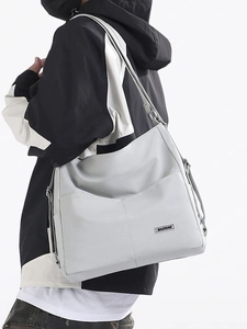 Trendy Large Capacity Nylon Tote Bag Simple Fashion Shoulder Crossbody Bag For Men Women Students Commute Multi Way Daily Bag