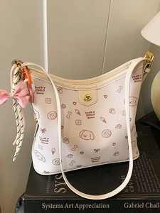 Bolso Hobo de Cuero PU con Estampado de Cachorro de Dibujos Animados para Mujer Gran Capacidad Bolso de Axila Moda de Hombro