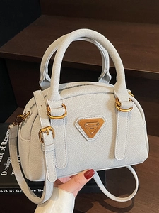 Minimalist Urban Boston Bag For Women PU Leather Handbag With Adjustable Strap Daily Commuting Crossbody Bag Fashion Tote