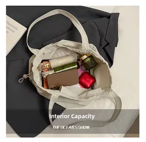 Top view of the interior space of this canvas tote bag showing its large storage capacity