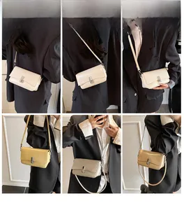 Collage of chic oil wax leather crossbody bags in cream white, light grey, and ginger yellow