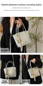 Silver embossed leather bucket bag showing handheld, shoulder, and crossbody styles