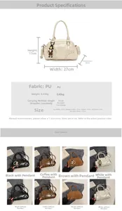 Detailed size chart and multi-color options for vintage PU bowling crossbody bag