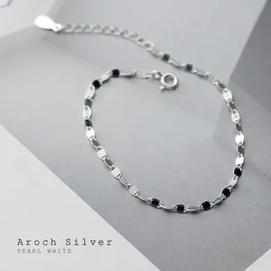 Minimalist S925 Sterling Silver Bracelet For Women Fine Geometric Twisted Oval Plate Link Chain Adjustable Jewelry Accessory
