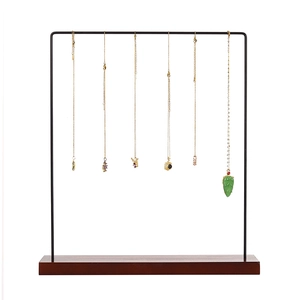 Nordic Minimalist Metal Wood Necklace Display Stand Jewelry Storage Rack Gold Black Hanging Pendant Organizer Jewelry Holder Home Decor
