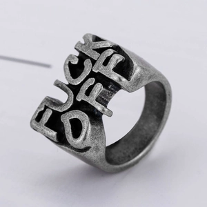 Fuck Off Letter Ring Stainless Steel Retro Punk Rock Hip Hop Jewelry For Men Engraved Vintage Style