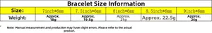 Size chart for 6mm twist chain bracelet showing length from 7 to 9 inches with weight data